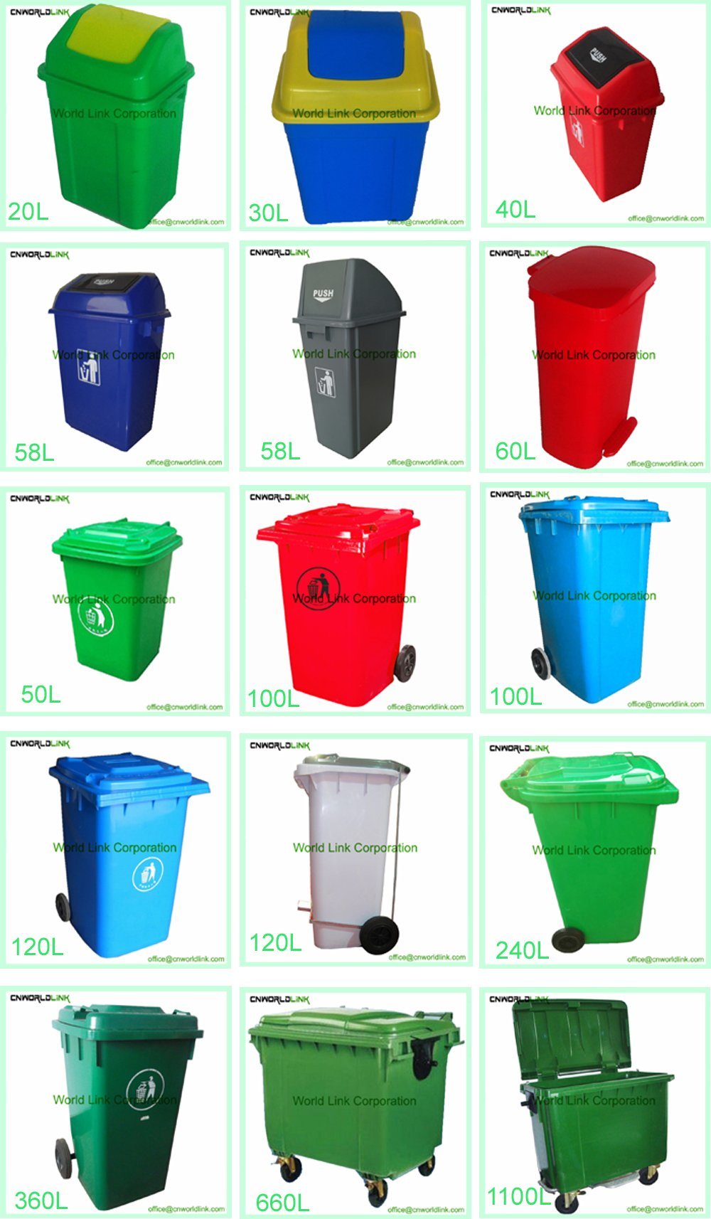 HDPE Wheeled Trash Roll Container for Cleaning