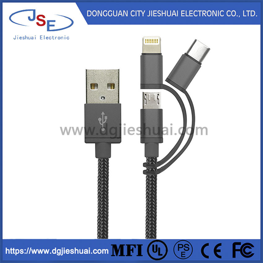 Mfi Certified Manufacturer 3 in 1 Charge and Sync USB Cable for Android for iPhone