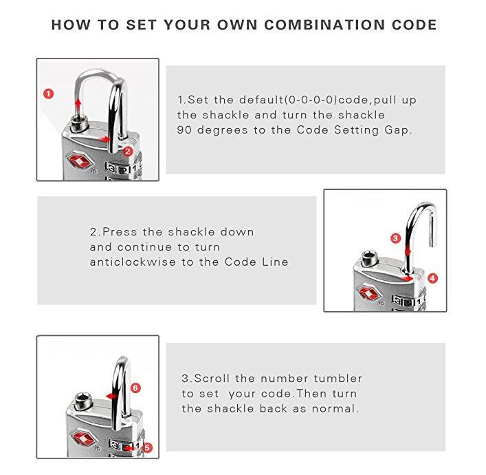 Tsa Luggage Locks (2 Pack) - 4 Digit Combination Steel Padlocks - Approved Travel Lock for Suitcases & Baggage