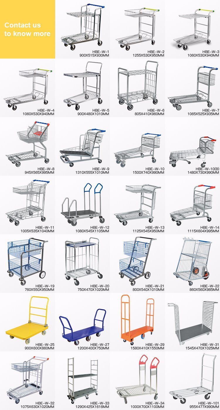 Medium Duty Foldable Supermarket Warehouse Hand Trolley