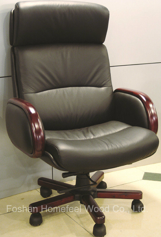 Wooden Genuine Leather Office Executive Chair (HF-SI130WF)