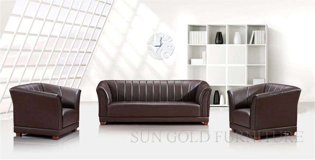 Beautiful Modern Brown Luxury Genuine Leather Reception Sofa Boss Room Sofa