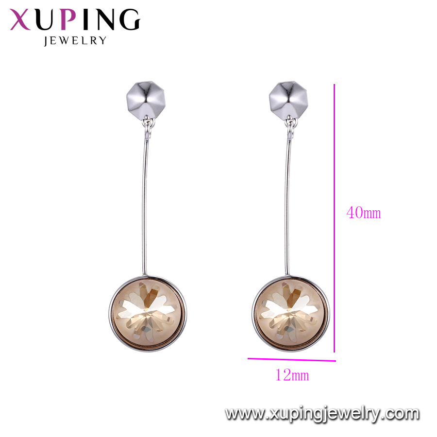 Xuping Sapphire Shiny Simple Gold Earrings Designs for Women Crystals From Swarovski