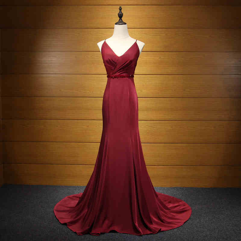 Sexy Satin Mermaid Bridesmaid Evening Dress