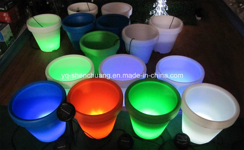 Outdoor Solar Powered LED Glow in The Dark Flower Pots for Garden Planters Plant Decorative