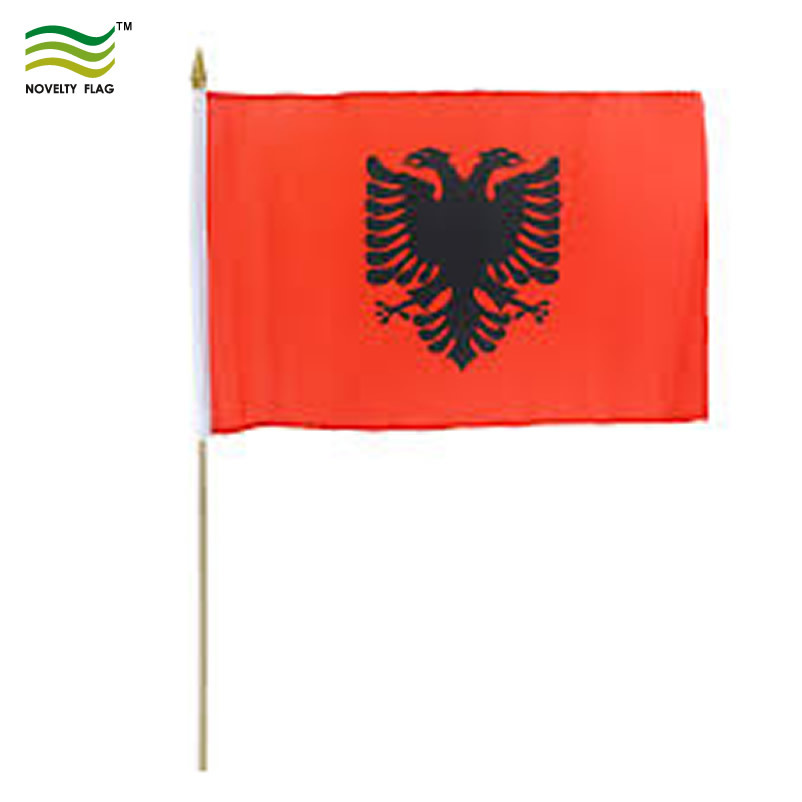 Sports Banners Hand Hold Waving Albania Flags