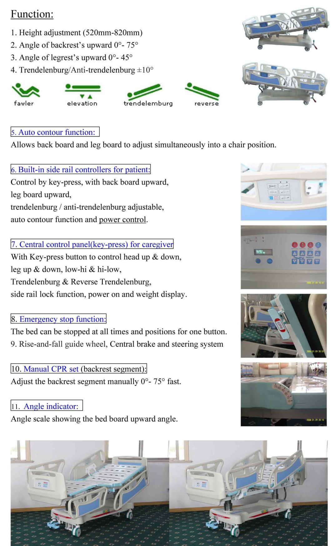 Hospital Electric ICU Bed with Weight Readings