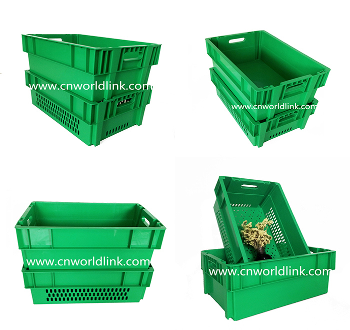 210mm Height Insertable and Stackable Plastic Nestable Crates for Meat