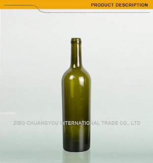 750ml Green Glass Wine Bottle with Cork (001)