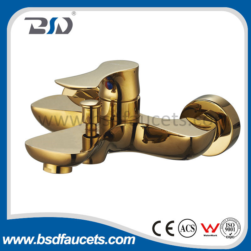 Luxury Fashion Brass Single Handle Bath Mixer Tap Golden Faucet