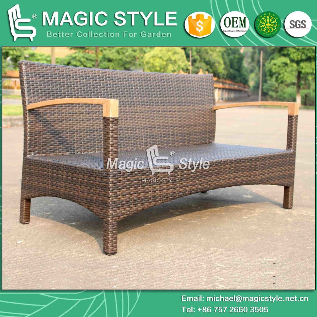 Wood Arm Sofa Set Patio Sofa Wicker Sofa Sofa Set with Teak (Magic Style)