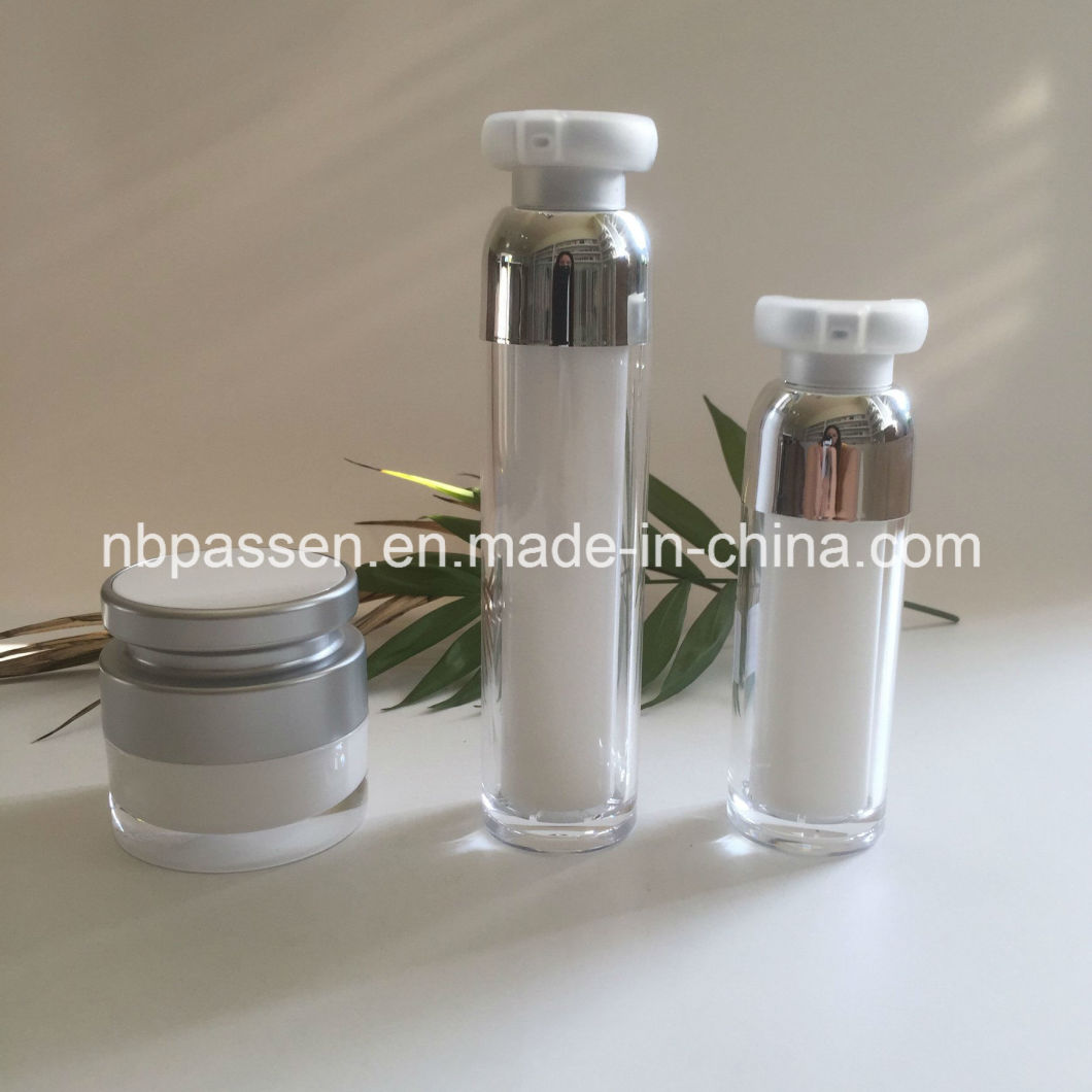 Silver Acrylic Cream Jar Airless Bottle for Cosmetic Packaging (PPC-NEW-170)