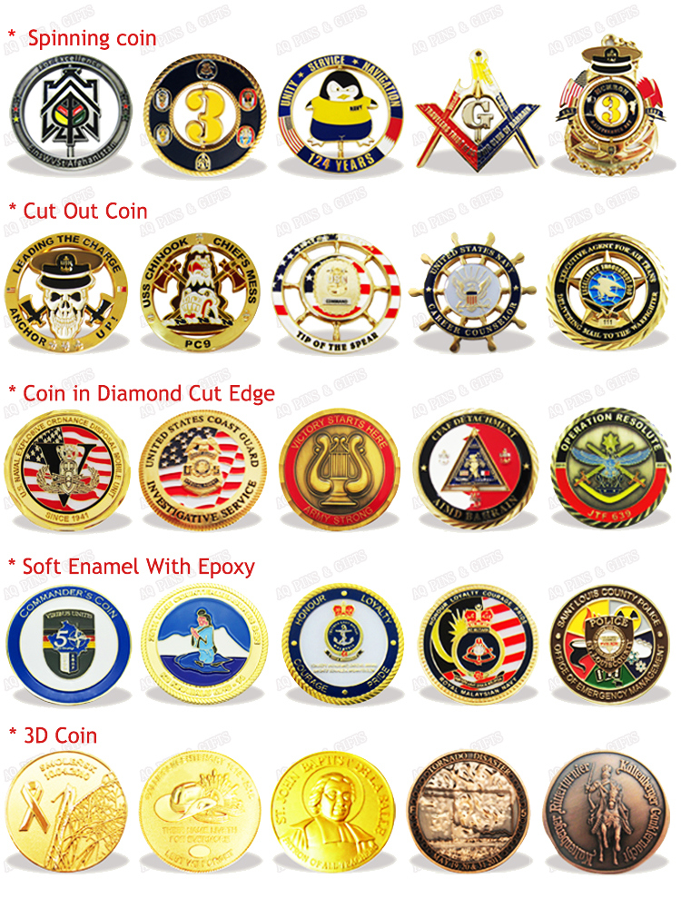 Custom Gold Mirror Mint Royal Navy Challenge Coins with Soft Enamel (001)