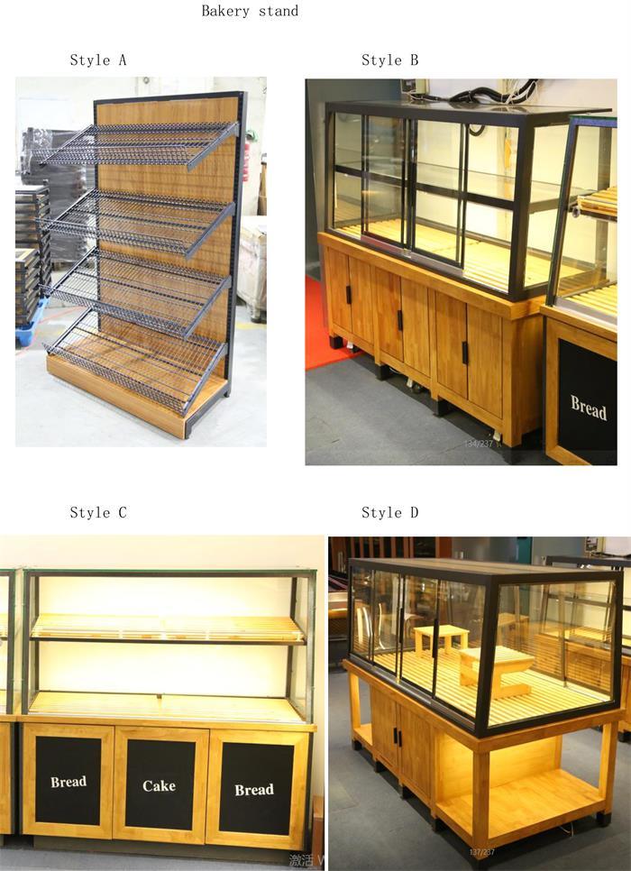 Supermarket Bakery Showcase Glass Wood Cake Display Cabinet