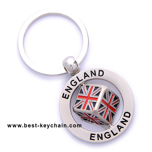 UK Flag Dice England Spinning Souvenir Metal Key Holder (BK10723)