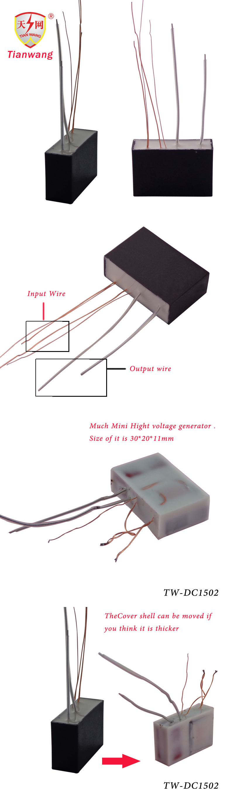 3.7V to 8000V Transformer for Electric Shock Stick