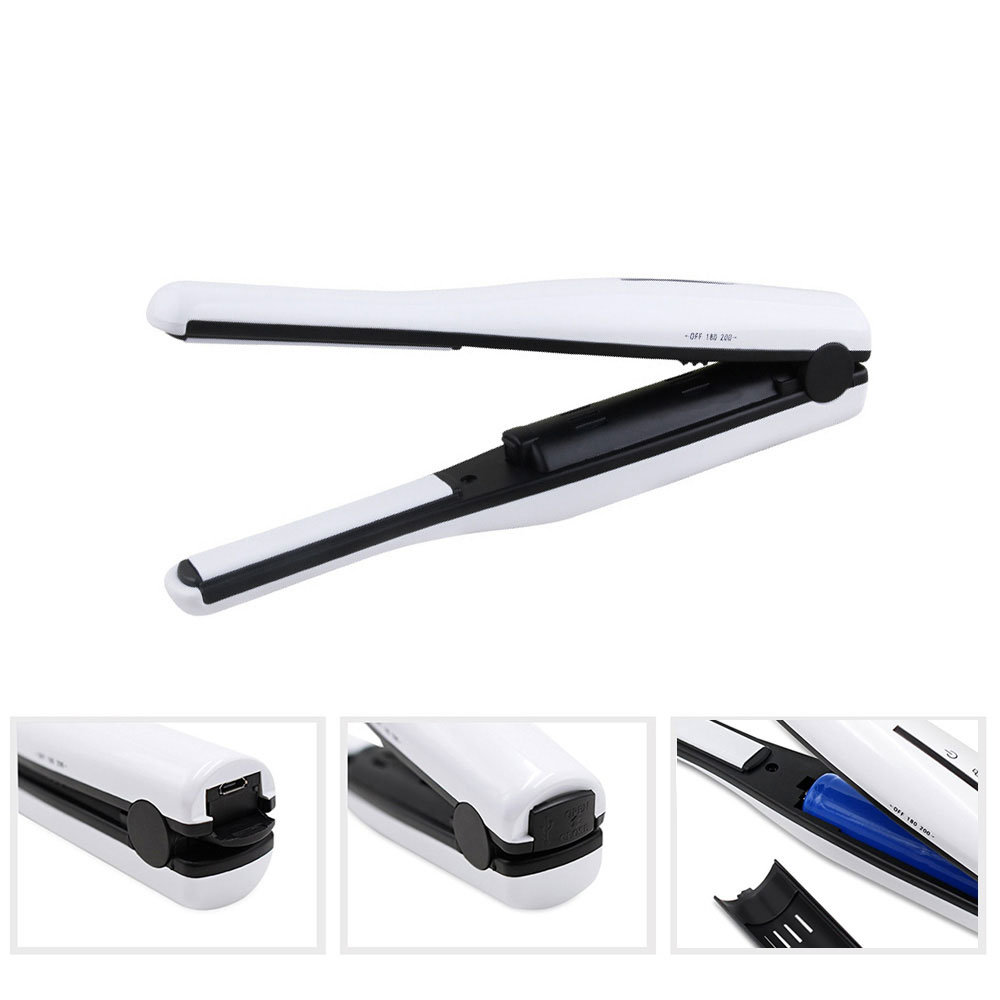 Portable Mini Hair Flat Iron Rechargeable USB Hair Straightener