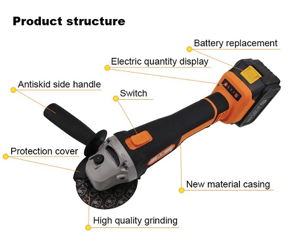Power Tools 21V Electric Brushless Cordless Angle Grinder