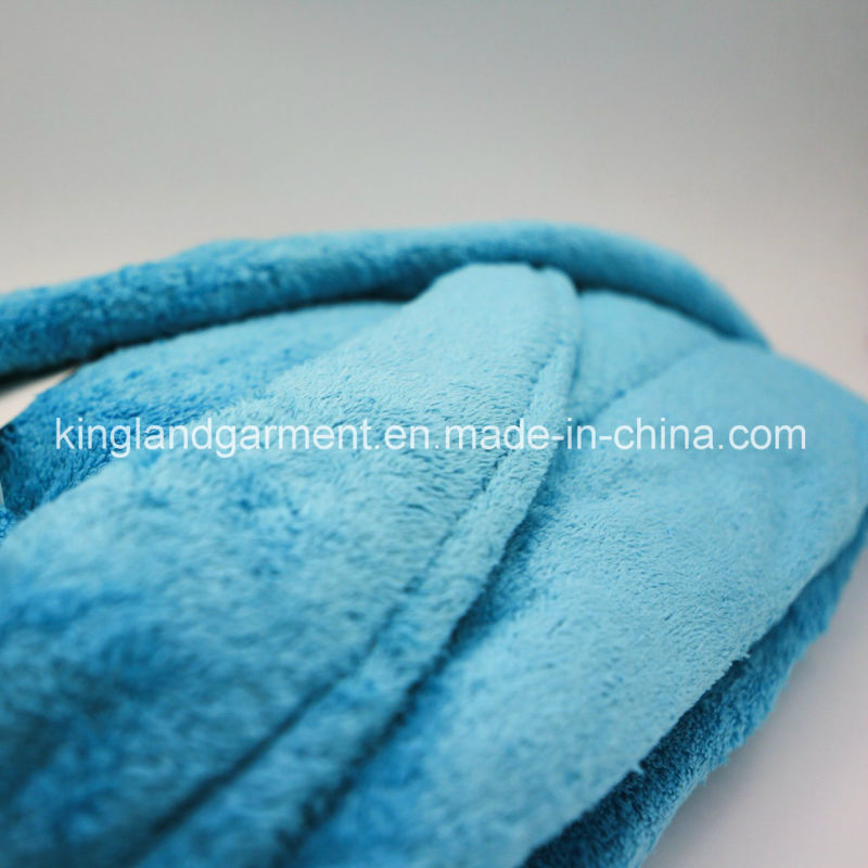 Hotel Supplies Polyester Plain Blue Shower Bathrobe