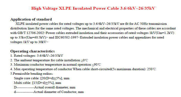 Good Quality 4 Core Cu/XLPE/Swa/PVC Underground Armoured Power Cable