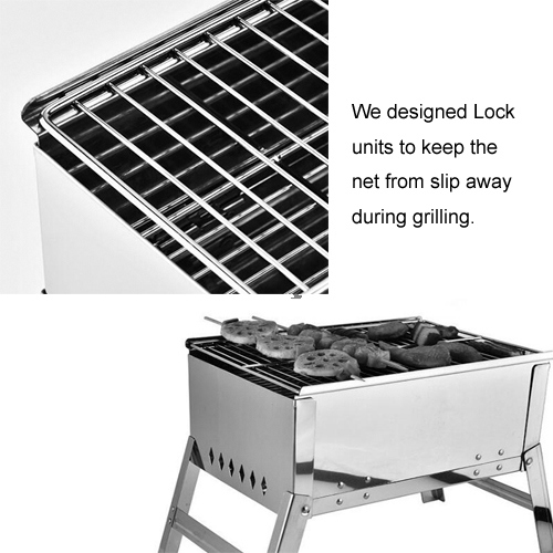 Stainless Steel Charcoal Grill in Portable and Folding Designed