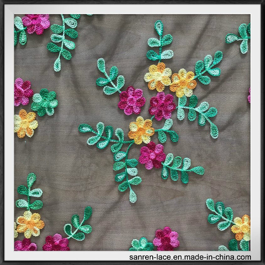 Spring Flower Embroidery Lace for Lady Dress