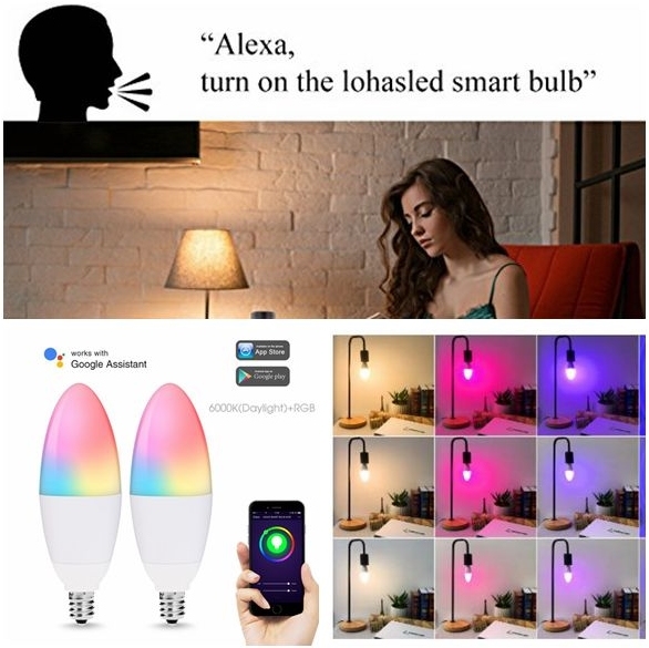 5W E12 E14 Alexa Voice Control RGBW WiFi Tuya Smart LED Candle Light Bulb