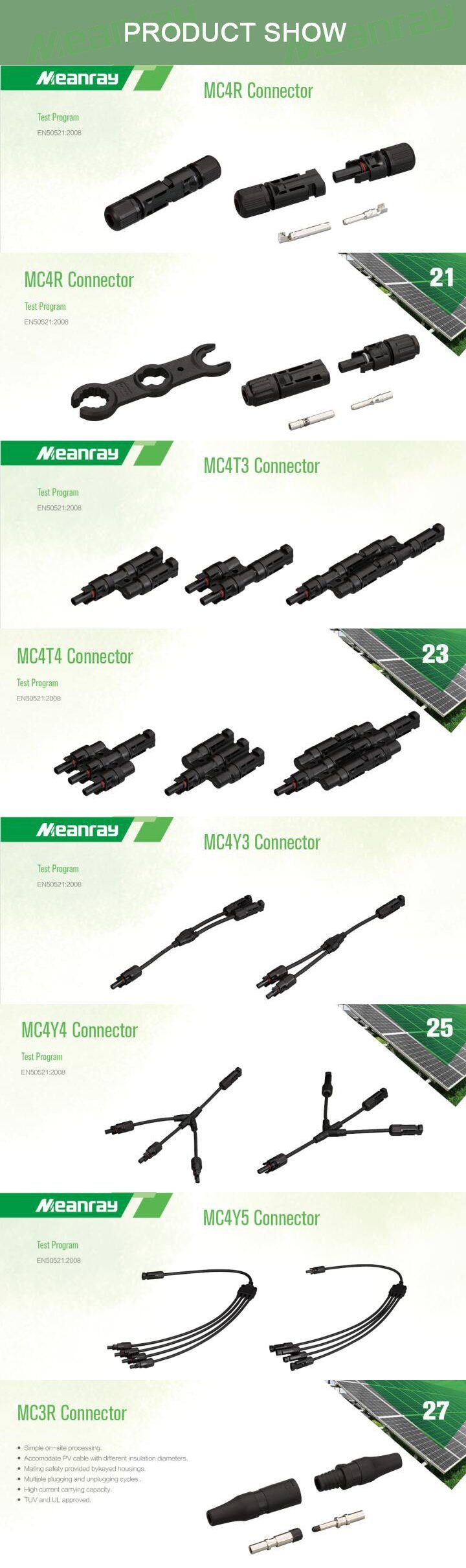 Solar PV Connector Mc4 High Effiency IP 67 Mc4 Connector