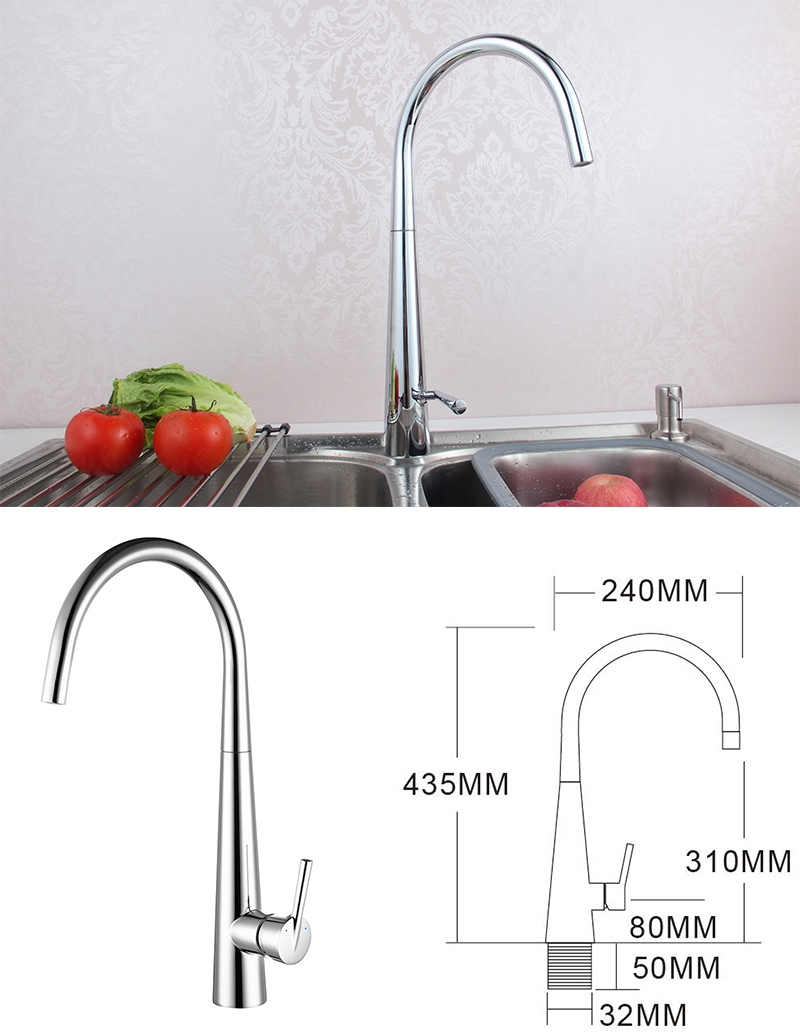 Kaiping Manufacturer Chrome Plated Kitchen Faucet in Brass