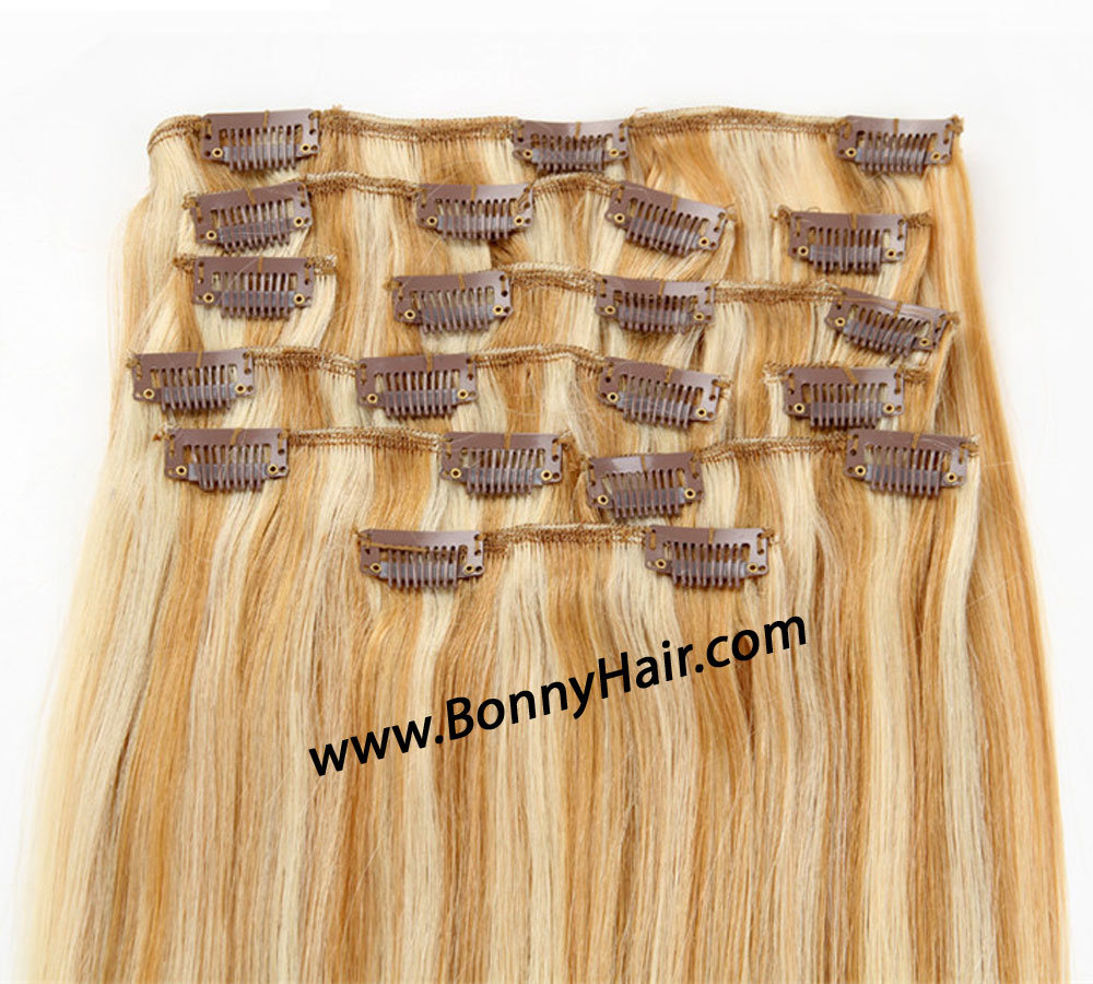 European Human Remy Hair Clip on Hair Extension P27/613 Discount Price