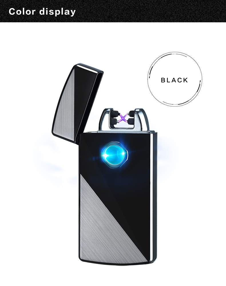 The Latest Windproof Lighters Creative Metal USB Charging Electric Double Arc Electric Lighter Cigarette Lighter