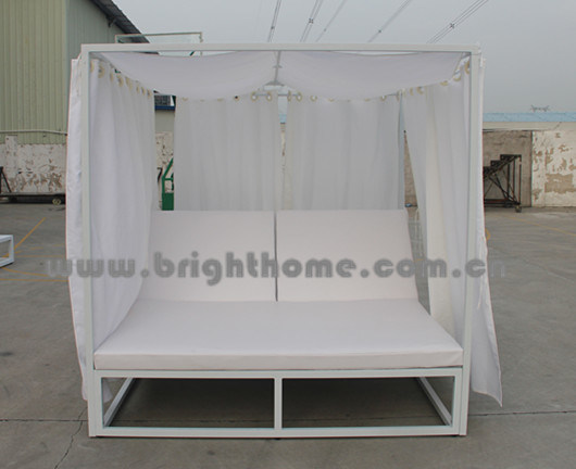 Outdoor Beach Sun Lounge with Tent Aluminium Sunbed