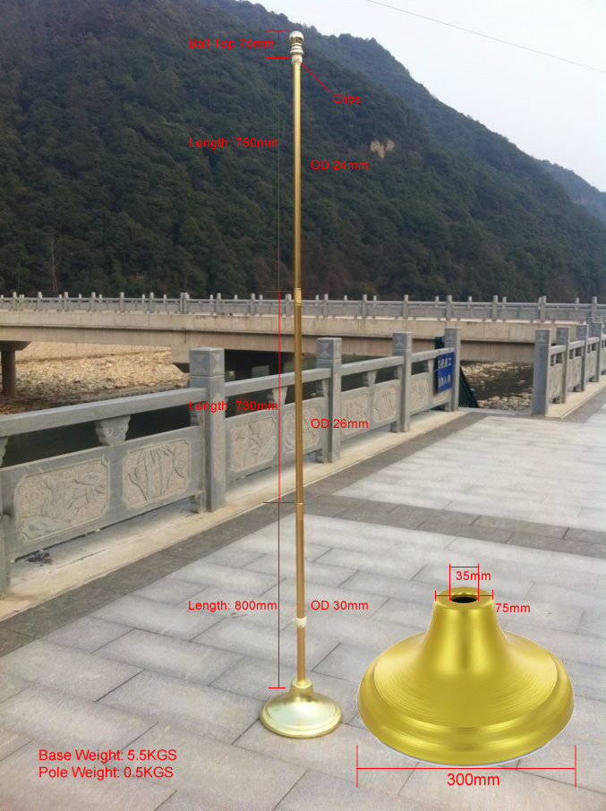 Economy Golden Silver 235cm Aluminum Indoor Office Flagpole (A-NF23M03014)