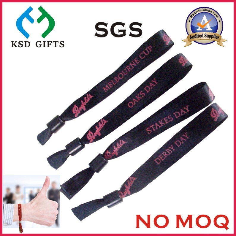 Plastic Clip Satin Giveaway Promotion Woven Wristbands