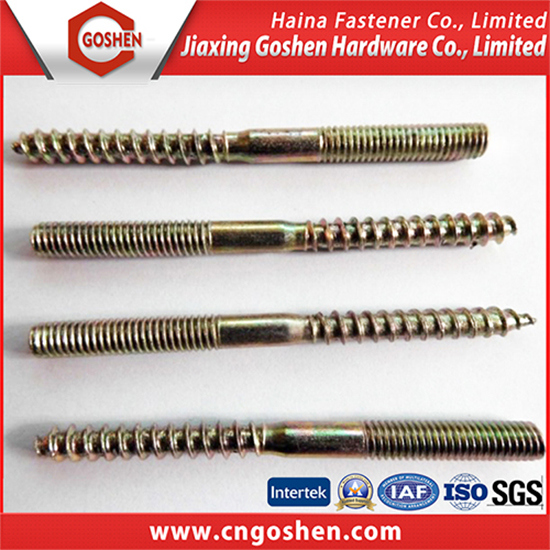 Color Zinc-Plated Double Threaded Stud Wood Screw