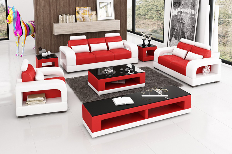 Modern Living Room Set Leather Sectional Sofa
