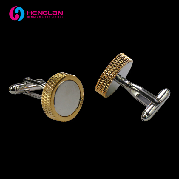 Silver Plated Fashion Mens Accessories Blue Striped Metal Cufflink (HL-CL001)