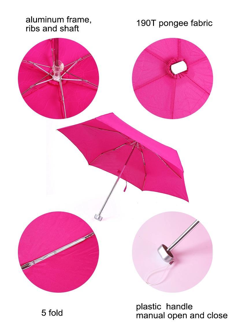 2018 Best Manual Open and Close Market 5 Fold Umbrella