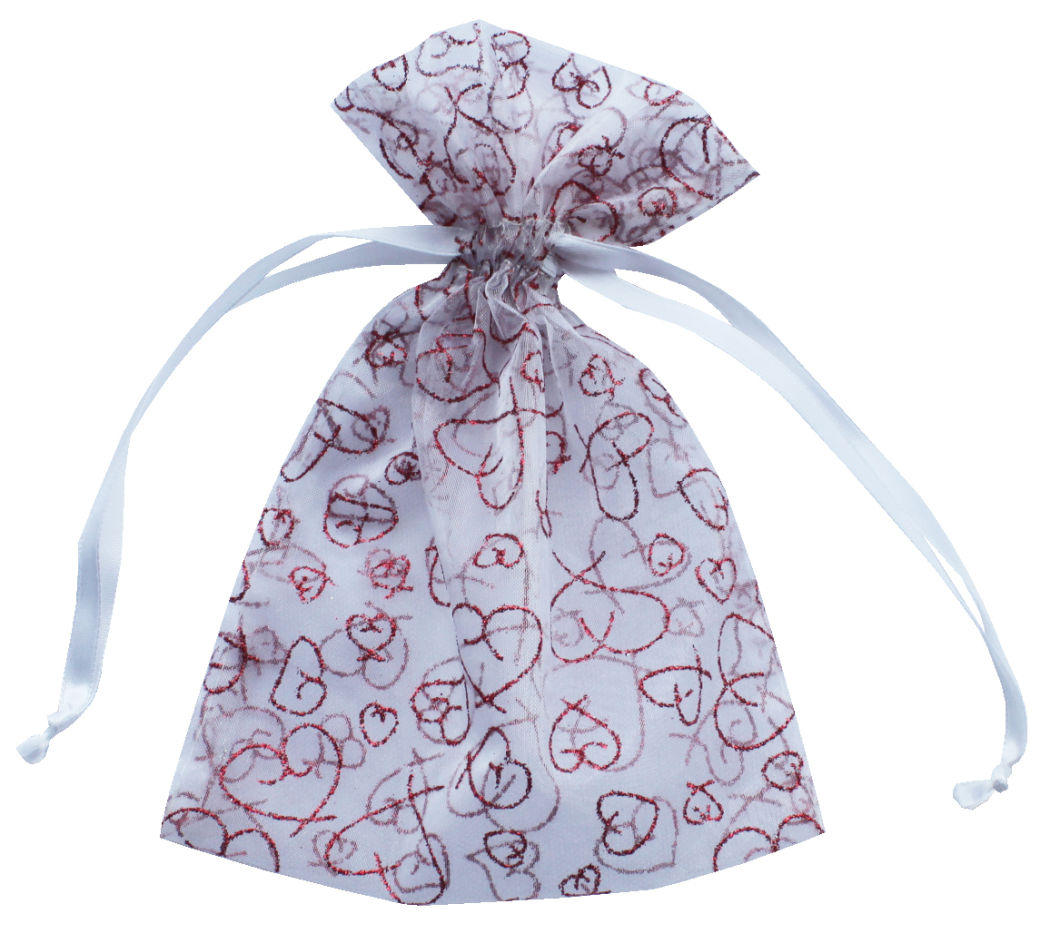 Nobel Luxury Custom Printed Organza Pouch Jewellry Satin Ribbon Drawstring Pouch (COB-1135)