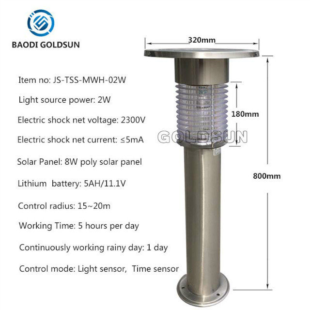 Eco-Frinedly Stainless Steel Solar Mosquito Killer LED Light