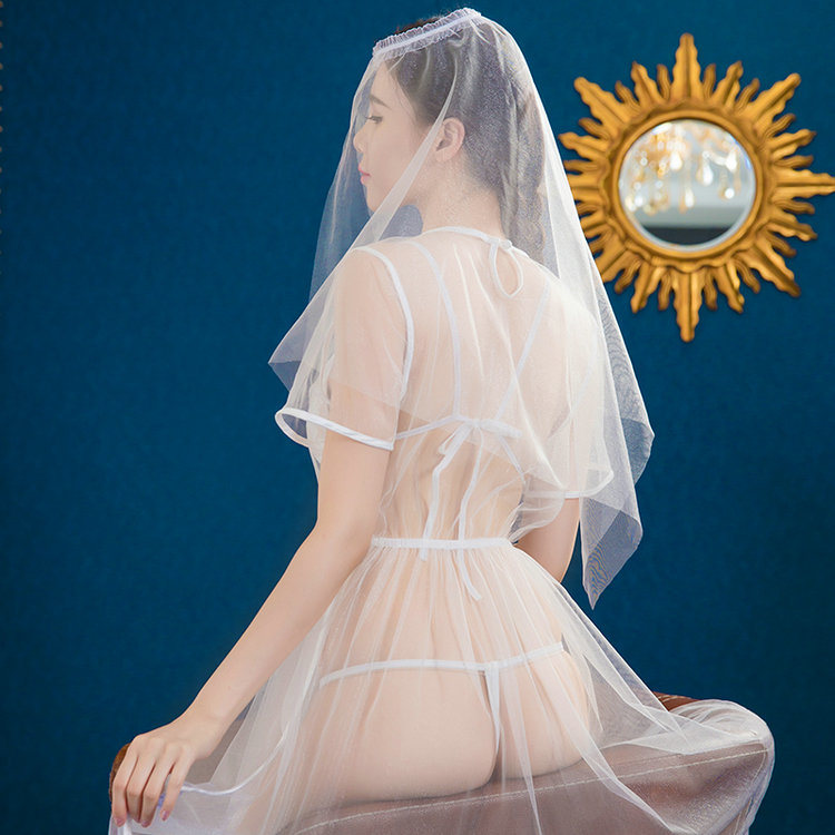 Adult Game Sexy Wedding Costume Dress with Veil