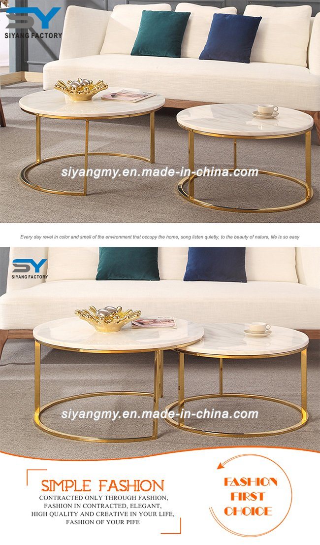 Living Room Furniture Gold Round Coffee Table