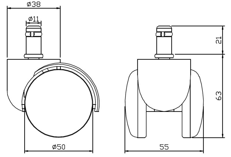 50mm Swivel Twin Wheel Casters