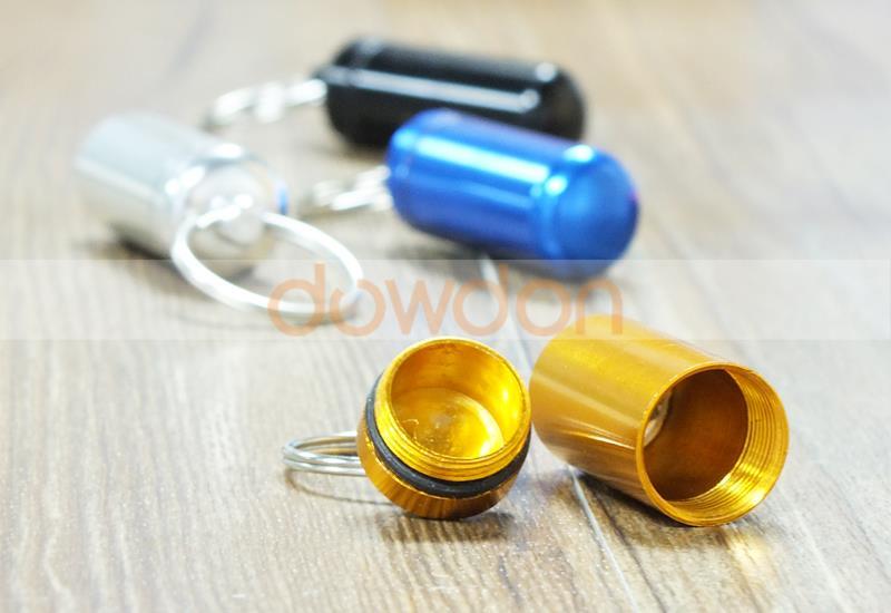 Mini Aluminum Travel Pill Box Metal Case Bottle Holder Container with Keychain Support Customize