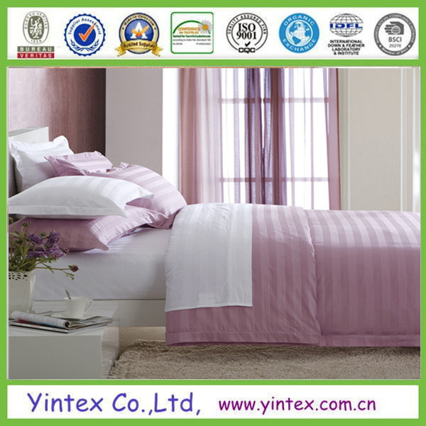 100% Cotton Pink Satin Stripe Hotel/Home Bedding Set