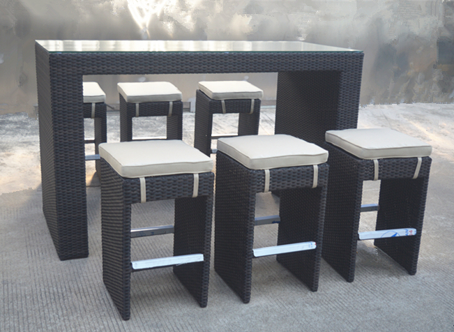 2018 New Design Rattan Weaving Bar Table Set Outdoor Furniture