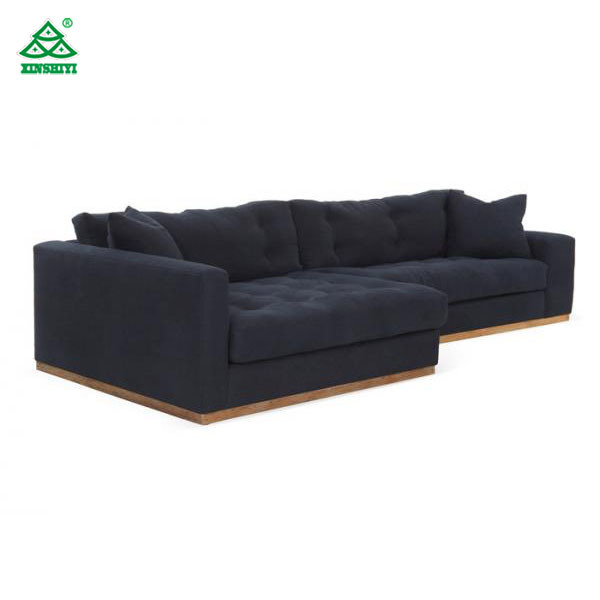 Black L Shaped Wooden Sofa Designs Long Fabric Sectional Sofas