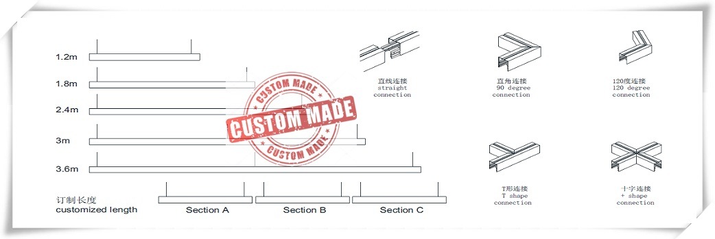 Custom Made LED Linear Lighting for Indoor Office School Supermaket