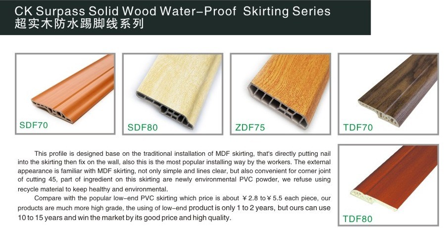 Wood Flooring Accessories of Water-Proof PVC Skirting Board