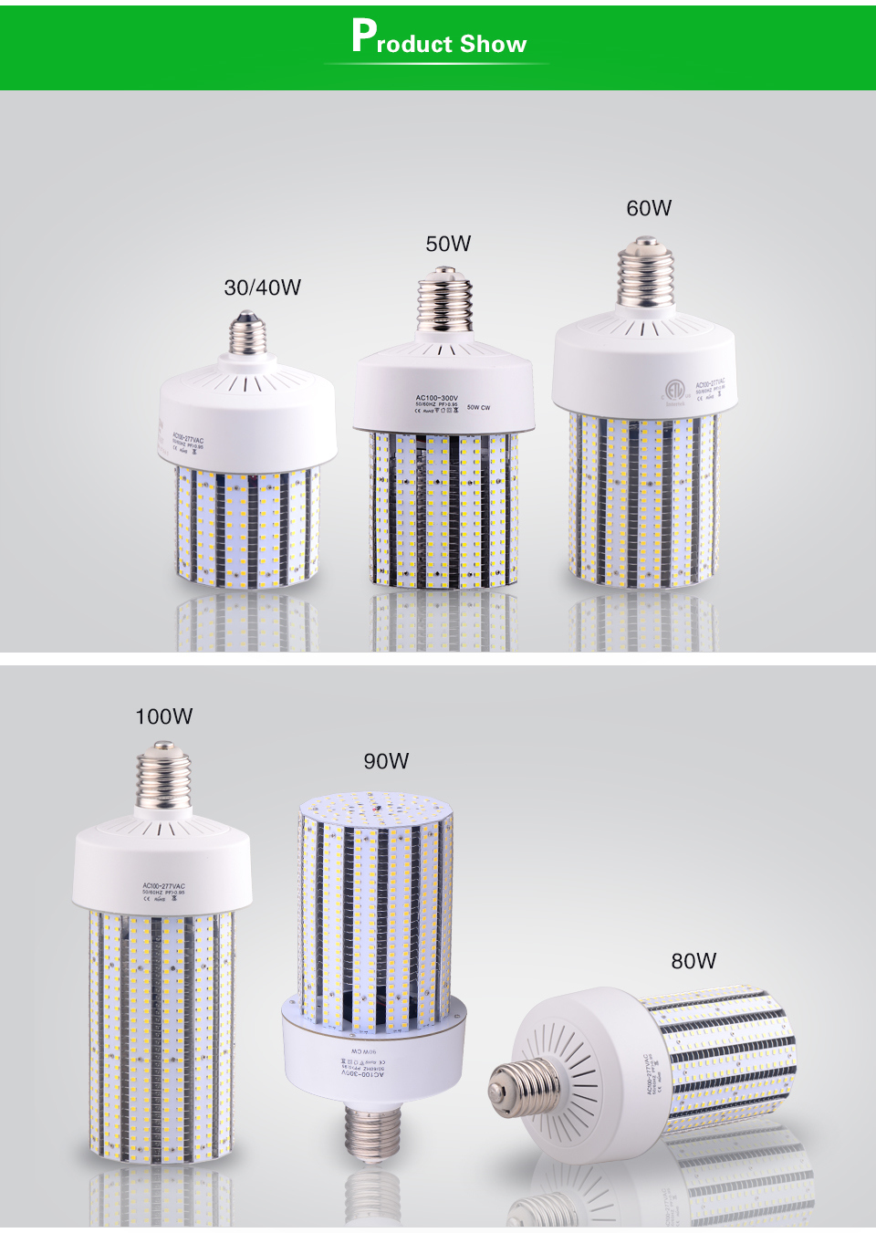 60W High Power LED Street Light and LED Corn Lamp